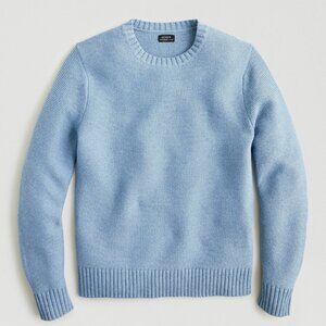 J. Crew Organic Cotton Garter Stitch Crewneck in Heather Bluestone, Size S